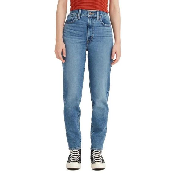 Levi's High Waisted Mom Jeans Tapered Stretch Size 25 x 29 Medium Wash Blue - Picture 1 of 12